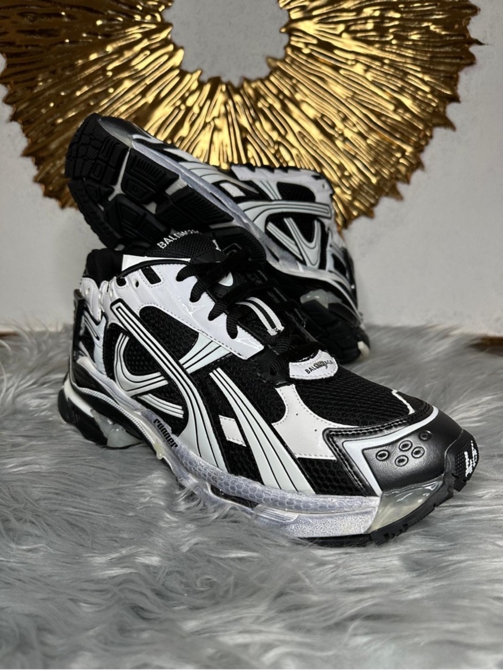 Balenciaga Black & White Runner-Style Sneakers